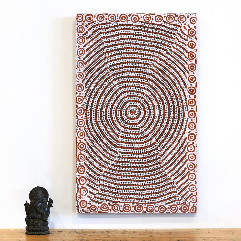 Aboriginal Artwork by Drusilla Nangala Spencer, Watiya-warnu Jukurrpa (Seed Dreaming), 76x46cm