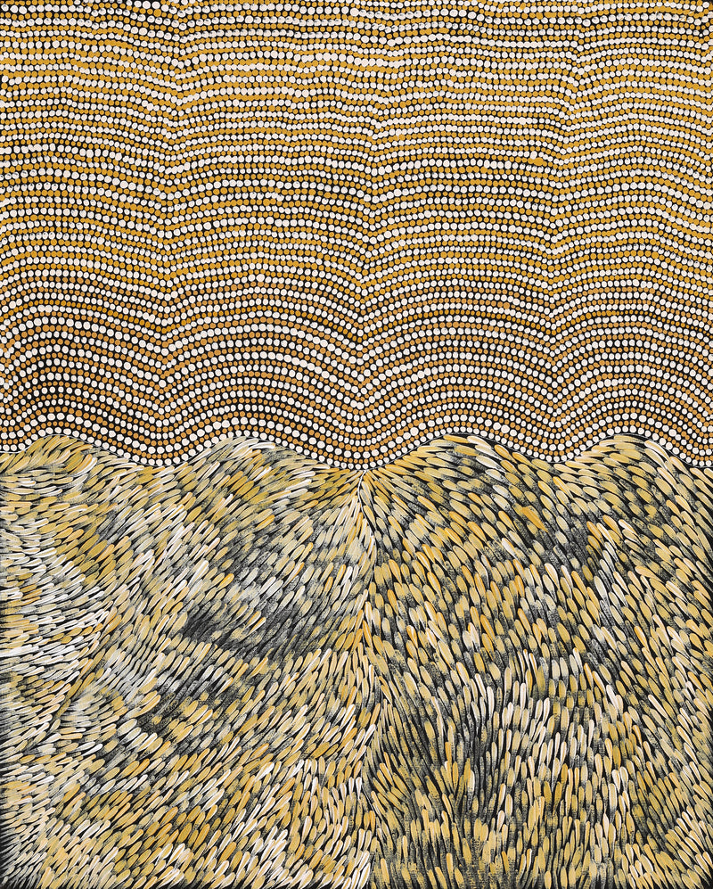 Aboriginal Artwork by Drusilla Nangala Spencer, Watiya-warnu Jukurrpa (Seed Dreaming), 76x61cm