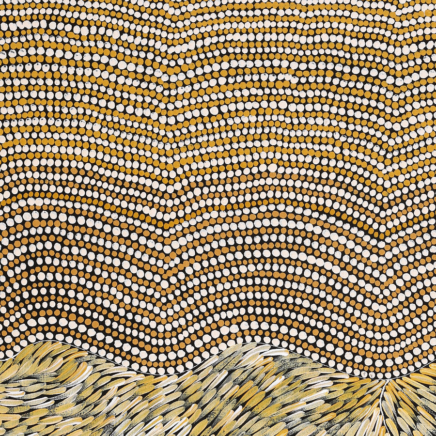 Aboriginal Artwork by Drusilla Nangala Spencer, Watiya-warnu Jukurrpa (Seed Dreaming), 76x61cm