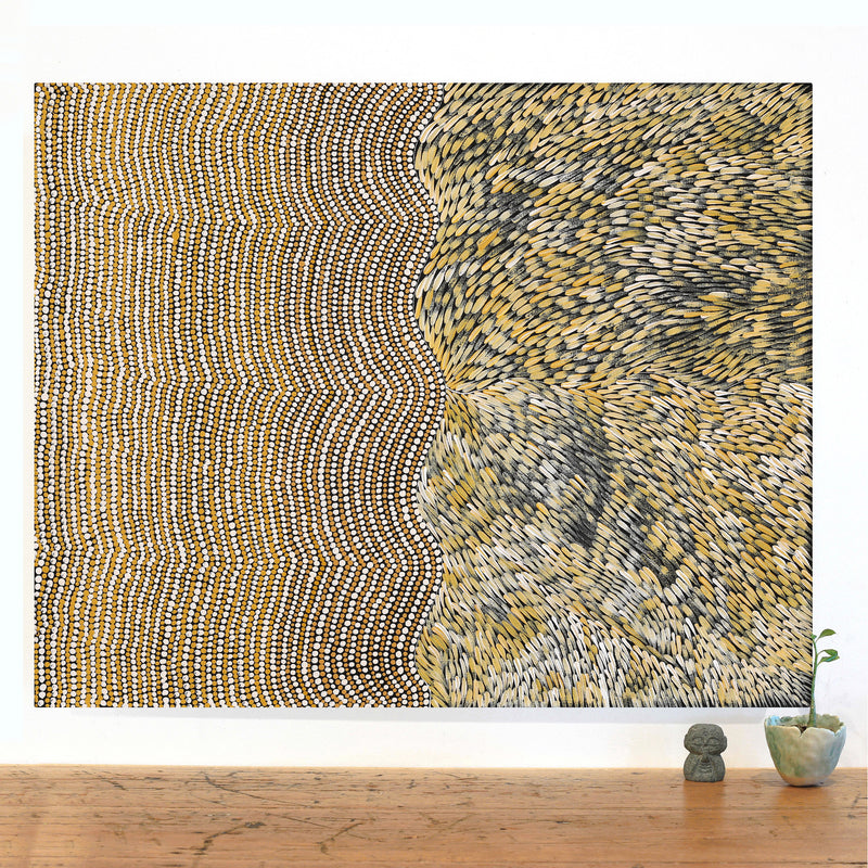 Aboriginal Artwork by Drusilla Nangala Spencer, Watiya-warnu Jukurrpa (Seed Dreaming), 76x61cm