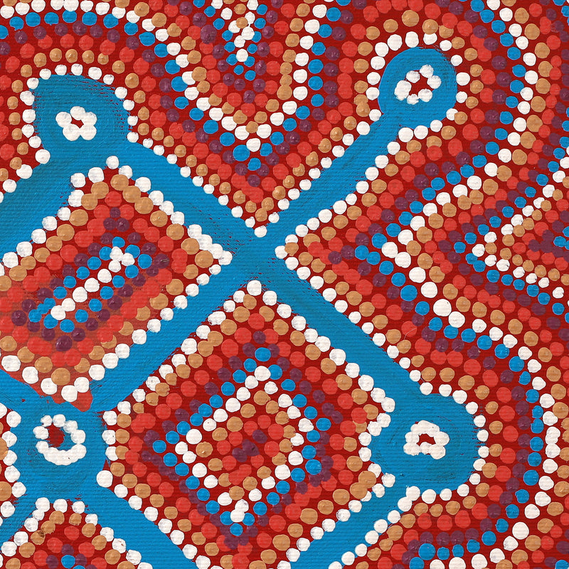 Aboriginal Artwork by Elizabeth Napanangka Dixon, Ngalyipi Jukurrpa (Snakevine Dreaming) - Mina Mina, 30x30cm