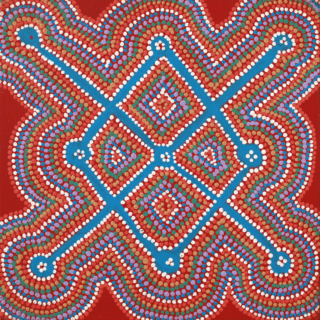 Aboriginal Art by Elizabeth Napanangka Dixon, Ngalyipi Jukurrpa (Snakevine Dreaming) - Mina Mina, 30x30cm - ART ARK®