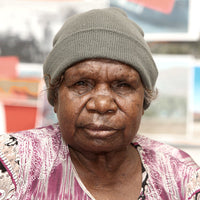 Aboriginal Artwork by Elizabeth Nampitjinpa, Camping out bush, 40x40cm