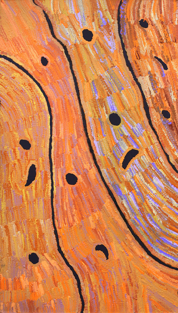 Aboriginal Artwork by Emily Nampijinpa Hudson, Yarungkanyi Jukurrpa (Mt Doreen Dreaming), 107x61cm - ART ARK®