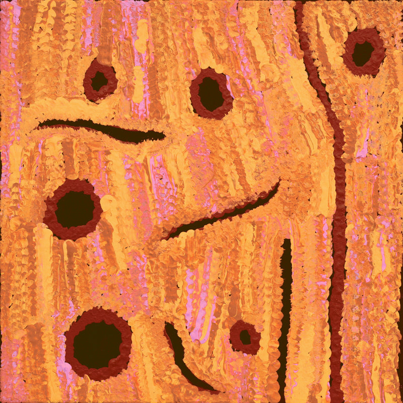 Aboriginal Artwork by Emily Nampijinpa Hudson, Yarungkanyi Jukurrpa (Mt Doreen Dreaming), 30x30cm