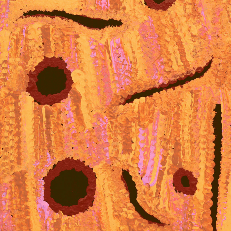 Aboriginal Artwork by Emily Nampijinpa Hudson, Yarungkanyi Jukurrpa (Mt Doreen Dreaming), 30x30cm