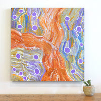 Aboriginal Artwork by Emily Nampijinpa Hudson, Yarungkanyi Jukurrpa (Mt Doreen Dreaming), 61x61cm