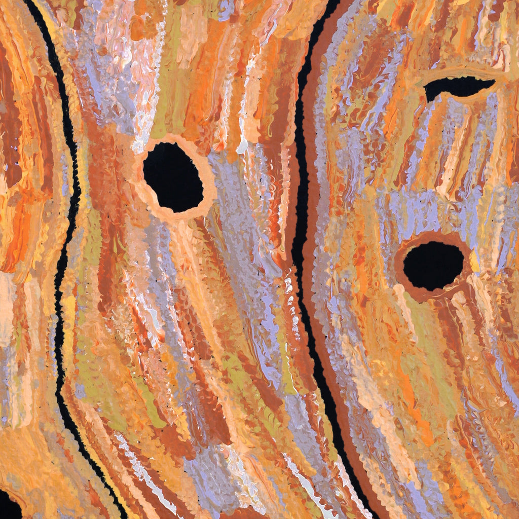 Aboriginal Artwork by Emily Nampijinpa Hudson, Yarungkanyi Jukurrpa (Mt Doreen Dreaming), 91x61cm