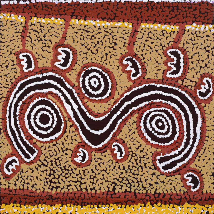 Aboriginal Artwork by Emma Nangari Roepke, Wardapi Jukurrpa (Goanna Dreaming) - Yarripurlangu, 30x30cm