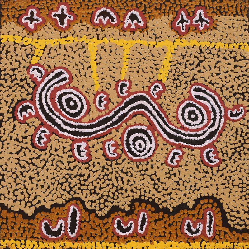 Aboriginal Artwork by Emma Nangari Roepke, Wardapi Jukurrpa (Goanna Dreaming) - Yarripurlangu, 30x30cm