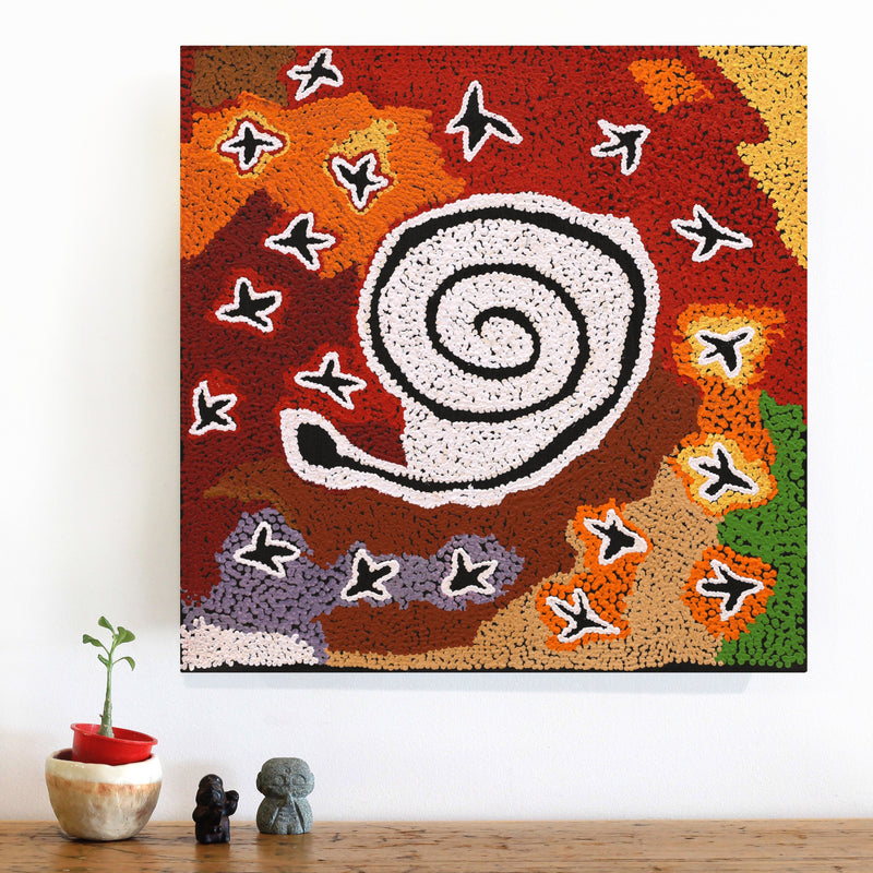 Aboriginal Artwork by Emma Nangari Roepke, 46x46cm