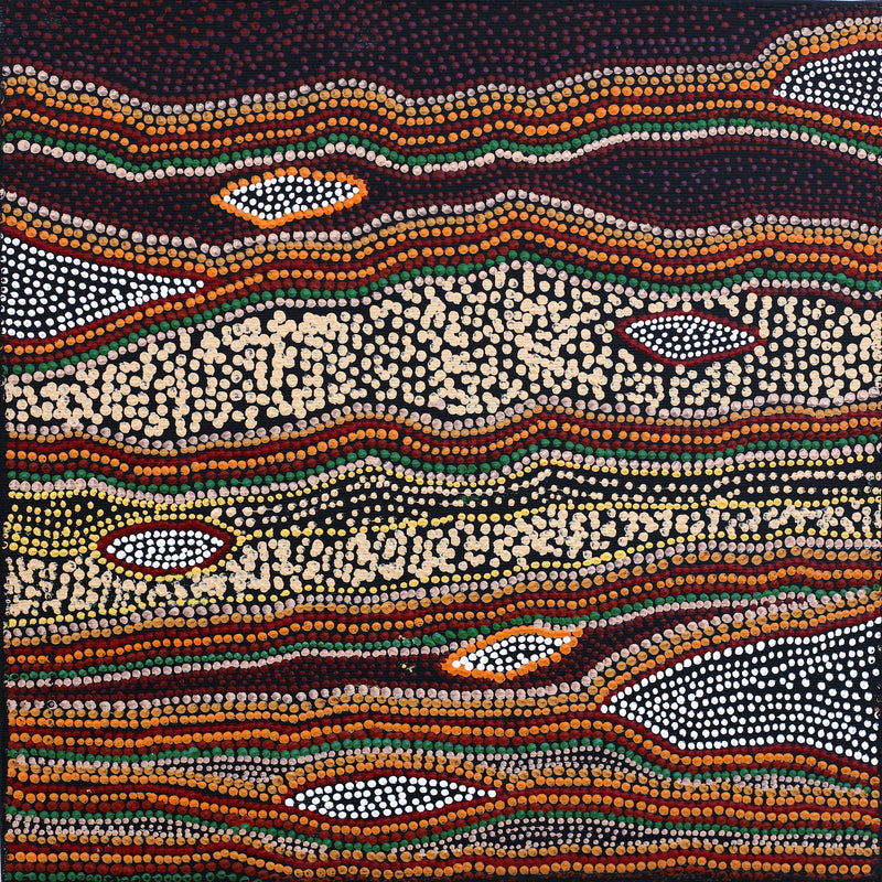 Aboriginal Artwork by Emma Nangari Roepke, Lappi Lappi Jukurrpa (Dreaming), 30x30cm