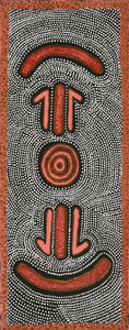 Aboriginal Artwork by Emma Nangari Roepke, Marlu Jukurrpa (Red Kangaroo Dreaming) Yarnardilyi & Jurnti, 76x30cm - ART ARK®
