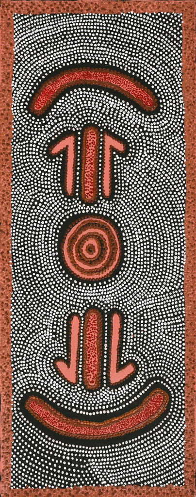Aboriginal Artwork by Emma Nangari Roepke, Marlu Jukurrpa (Red Kangaroo Dreaming) Yarnardilyi & Jurnti, 76x30cm