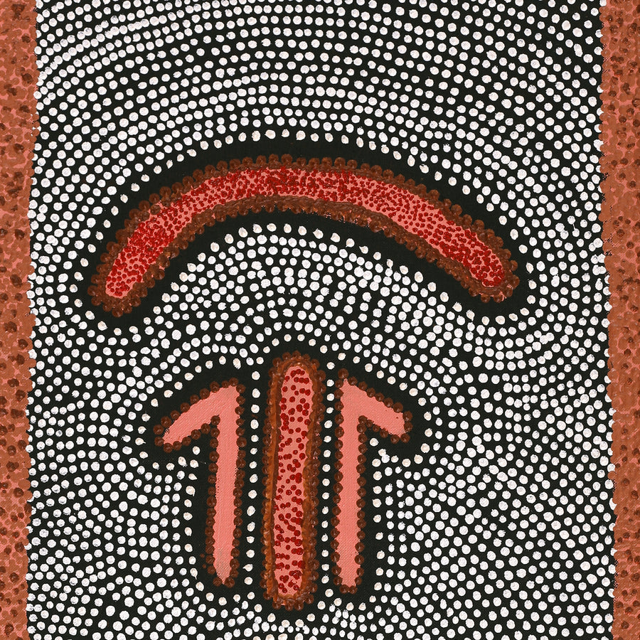 Aboriginal Artwork by Emma Nangari Roepke, Marlu Jukurrpa (Red Kangaroo Dreaming) Yarnardilyi & Jurnti, 76x30cm