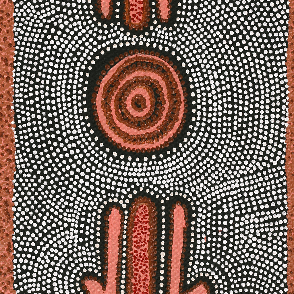 Aboriginal Artwork by Emma Nangari Roepke, Marlu Jukurrpa (Red Kangaroo Dreaming) Yarnardilyi & Jurnti, 76x30cm