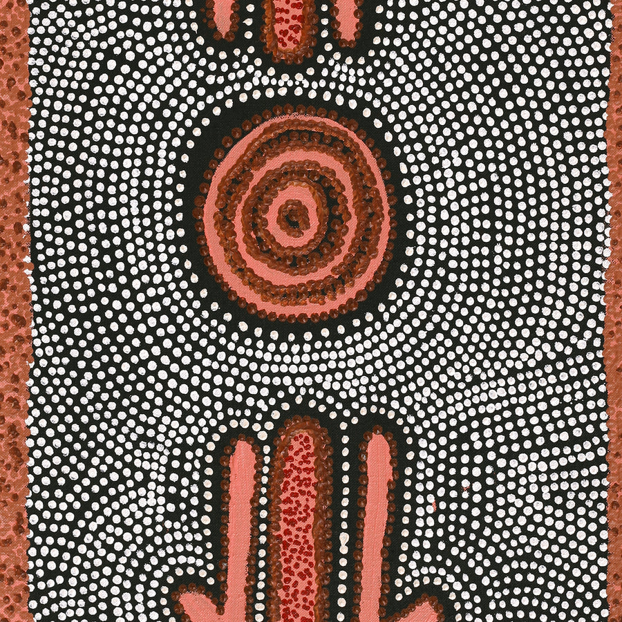 Aboriginal Artwork by Emma Nangari Roepke, Marlu Jukurrpa (Red Kangaroo Dreaming) Yarnardilyi & Jurnti, 76x30cm
