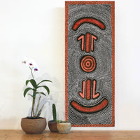 Aboriginal Art by Emma Nangari Roepke, Marlu Jukurrpa (Red Kangaroo Dreaming) Yarnardilyi & Jurnti, 76x30cm - ART ARK®