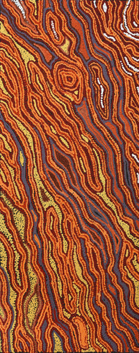 Aboriginal Artwork by Emma Nangari Roepke, Lappi Lappi Jukurrpa, 76x30cm