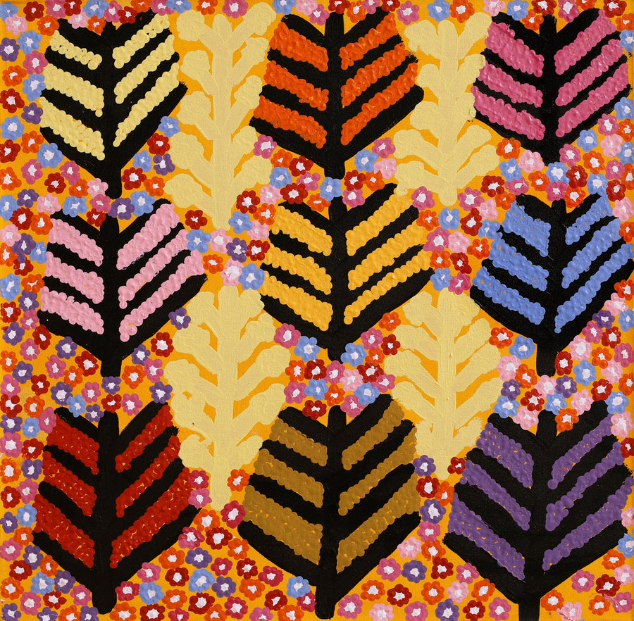 Aboriginal Artwork by Ena Fly, Honey Grevillea - Kalinkalinpa, 50x50cm