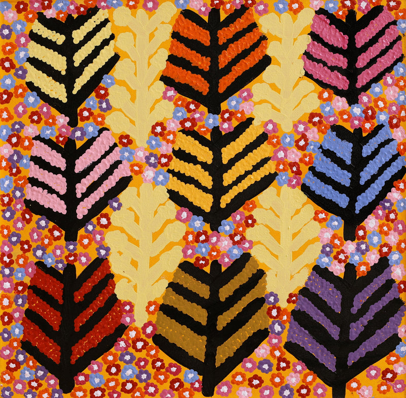 Aboriginal Artwork by Ena Fly, Honey Grevillea - Kalinkalinpa, 50x50cm
