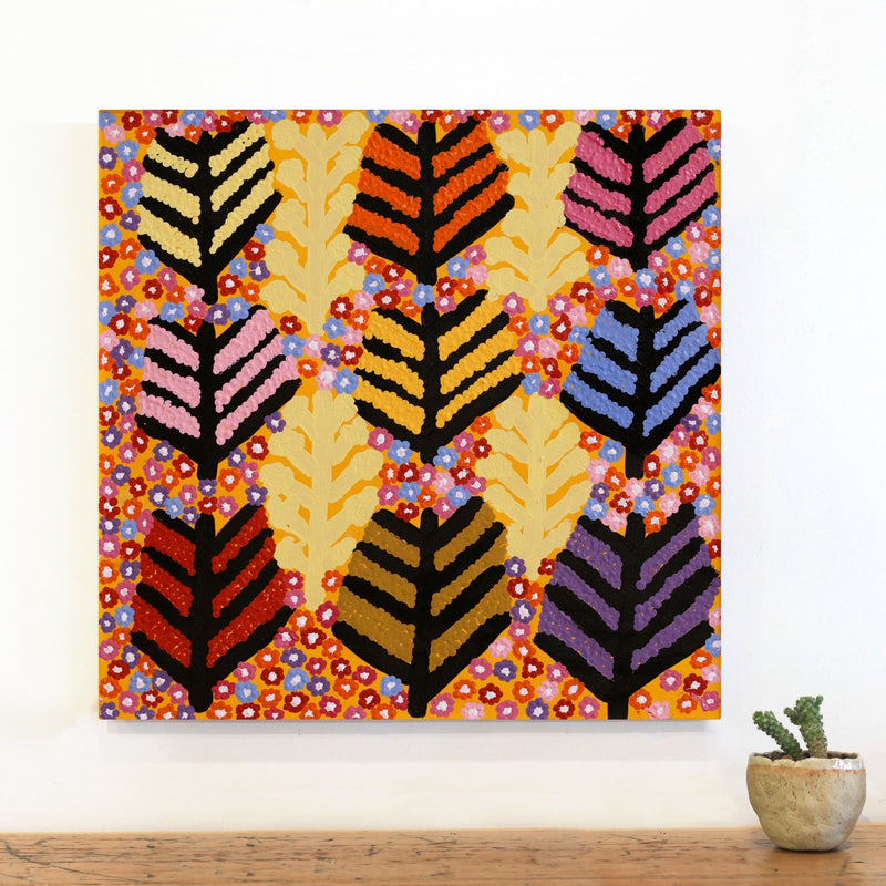 Aboriginal Artwork by Ena Fly, Honey Grevillea - Kalinkalinpa, 50x50cm