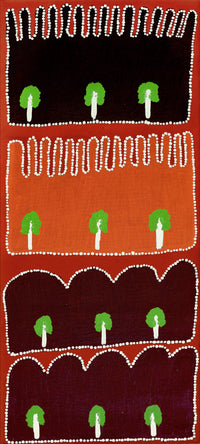 Aboriginal Artwork by Ena Fly, My father’s country – Lupul Tjukurrpa, 91x40cm