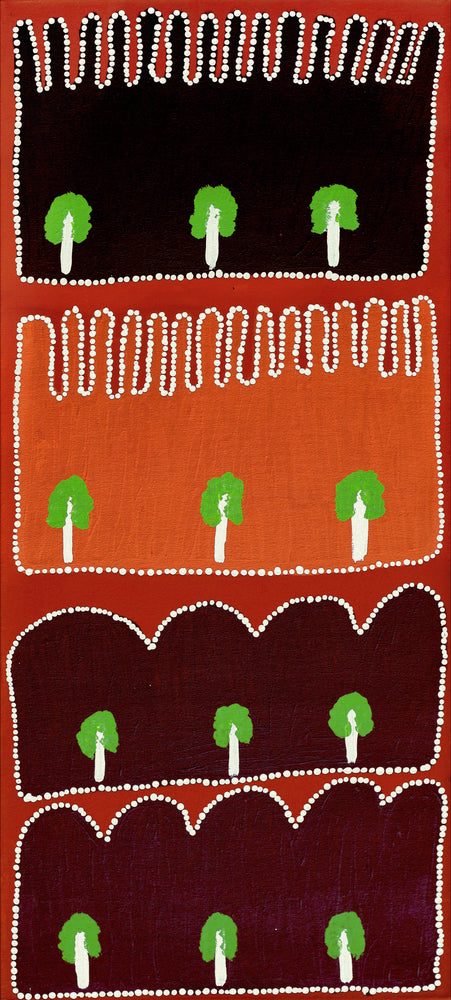 Aboriginal Artwork by Ena Fly, My father’s country – Lupul Tjukurrpa, 91x40cm