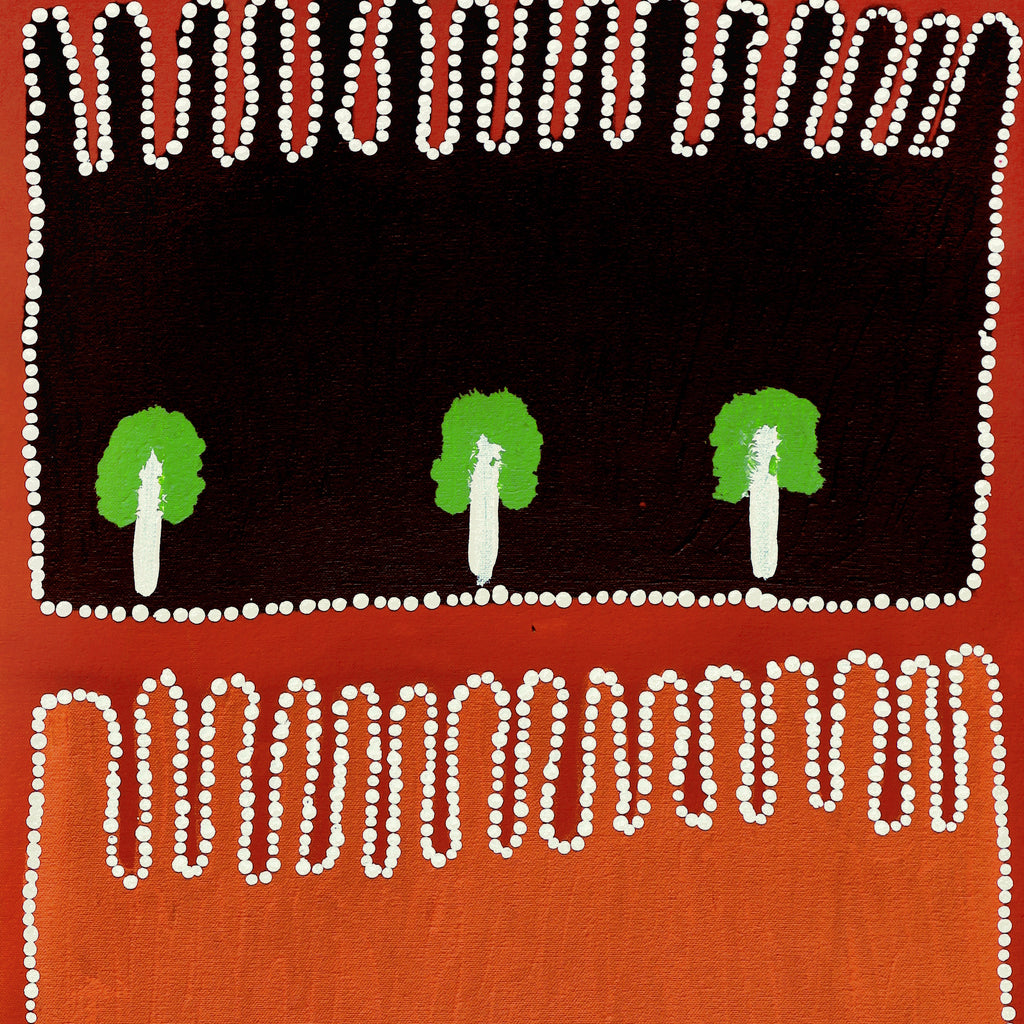 Aboriginal Artwork by Ena Fly, My father’s country – Lupul Tjukurrpa, 91x40cm