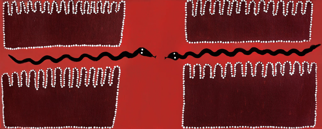 Aboriginal Art by Ena Fly My father’s country – Lupul Tjukurrpa, 100x40cm - ART ARK®