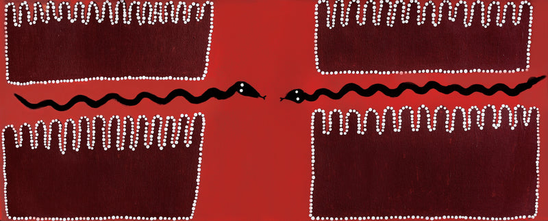 Aboriginal Artwork by Ena Fly My father’s country – Lupul Tjukurrpa, 100x40cm