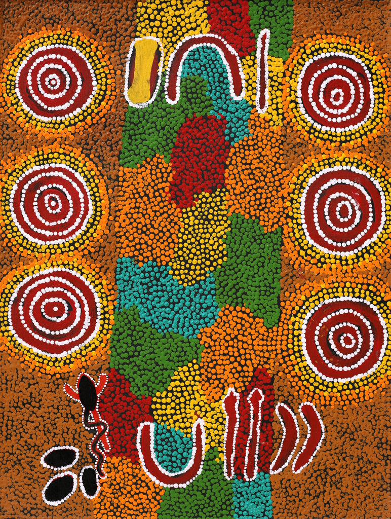 Aboriginal Artwork by Erica Napurrurla Ross,  Janganpa Jukurrpa (Brush-tail Possum Dreaming) - Mawurrji, 61x46cm - ART ARK®