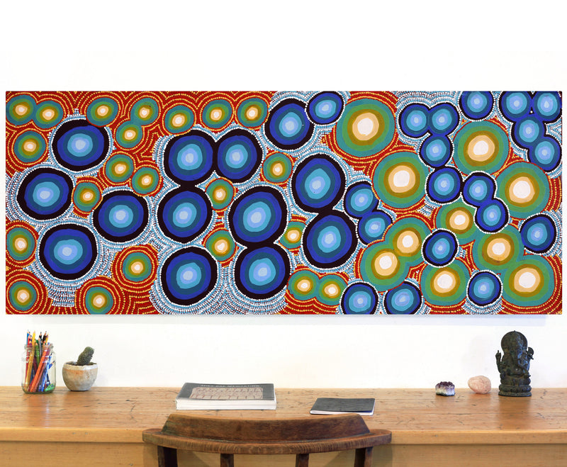 Aboriginal Artwork by Estelle Connelly, Walka Wiru Ngura Wiru, 152x61cm