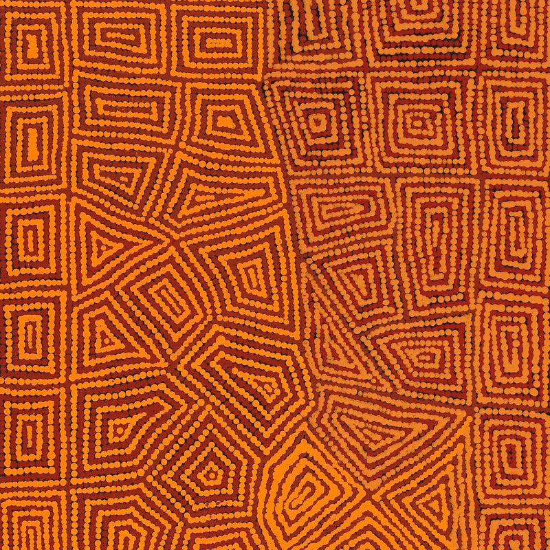Aboriginal Artwork by Evelyn Nampijinpa Daniels, Watiya-warnu Jukurrpa (Seed Dreaming), 122x46cm