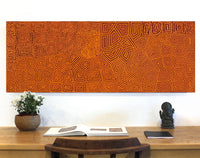 Aboriginal Artwork by Evelyn Nampijinpa Daniels, Watiya-warnu Jukurrpa (Seed Dreaming), 122x46cm