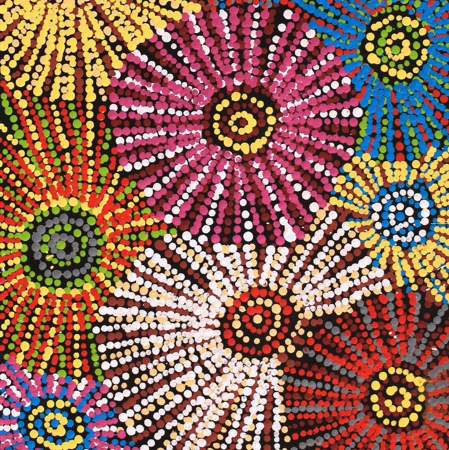 Aboriginal Artwork by Evelyn Nangala Robertson, Ngapa Jukurrpa (Water Dreaming) - Puyurru, 61x30cm