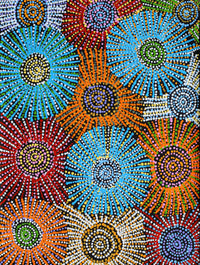 Aboriginal Artwork by Evelyn Nangala Robertson, Ngapa Jukurrpa - Puyurru, 61x46cm