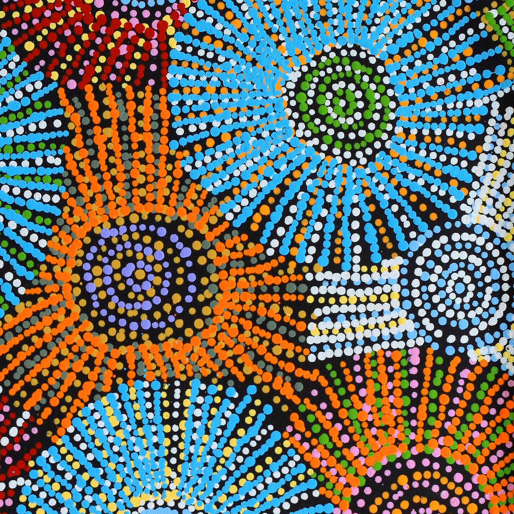 Aboriginal Artwork by Evelyn Nangala Robertson, Ngapa Jukurrpa - Puyurru, 61x46cm - ART ARK®