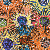 Aboriginal Artwork by Evelyn Nangala Robertson, Ngapa Jukurrpa - Puyurru, 91x46cm