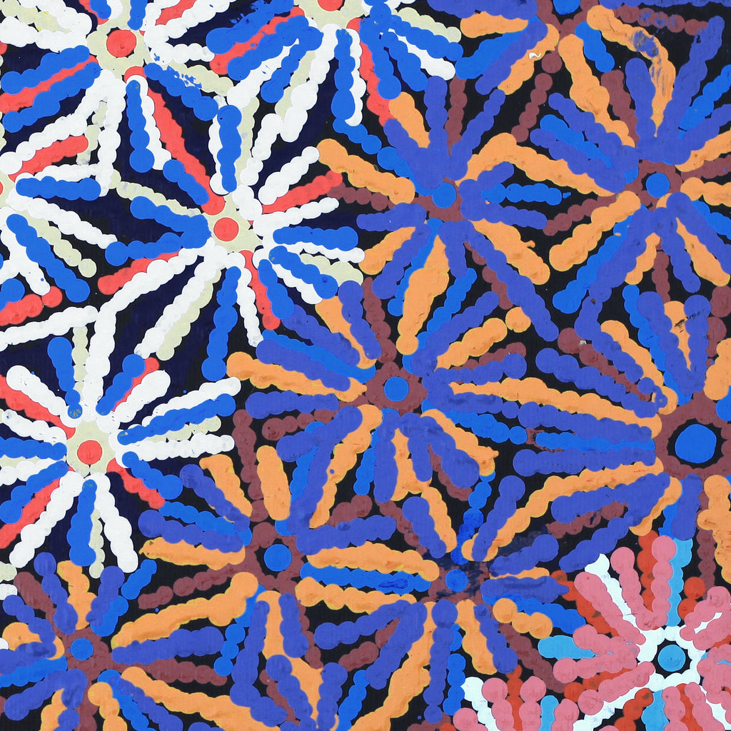 Aboriginal Artwork by Evelyn Nangala Robertson, Ngapa Jukurrpa - Pirlinyarnu, 30x30cm