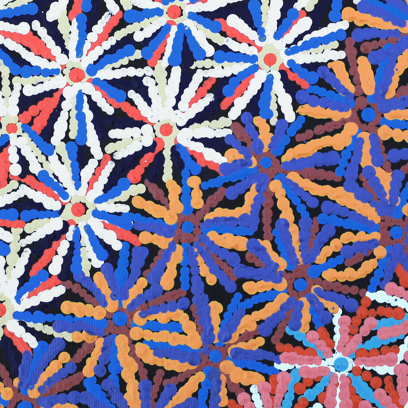 Aboriginal Artwork by Evelyn Nangala Robertson, Ngapa Jukurrpa - Pirlinyarnu, 30x30cm