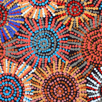 Aboriginal Artwork by Evelyn Nangala Robertson, Ngapa Jukurrpa - Pirlinyarnu, 30x30cm