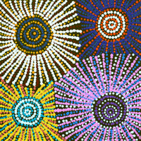Aboriginal Artwork by Evelyn Nangala Robertson, Ngapa Jukurrpa - Pirlinyarnu, 30x30cm