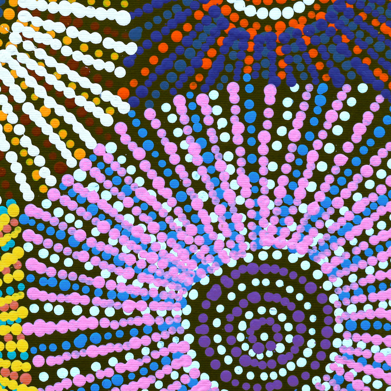 Aboriginal Artwork by Evelyn Nangala Robertson, Ngapa Jukurrpa - Pirlinyarnu, 30x30cm