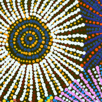 Aboriginal Artwork by Evelyn Nangala Robertson, Ngapa Jukurrpa - Pirlinyarnu, 30x30cm