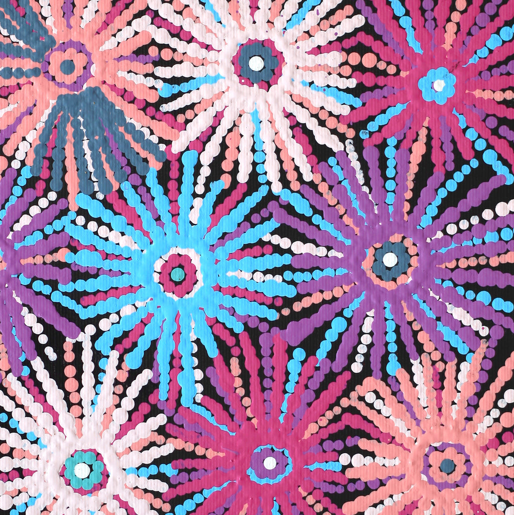 Aboriginal Artwork by Evelyn Nangala Robertson, Ngapa Jukurrpa - Pirlinyarnu, 30x30cm