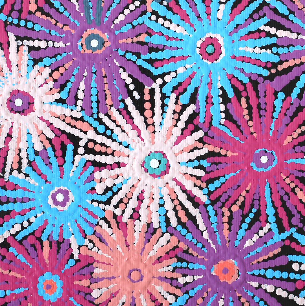 Aboriginal Artwork by Evelyn Nangala Robertson, Ngapa Jukurrpa - Pirlinyarnu, 30x30cm