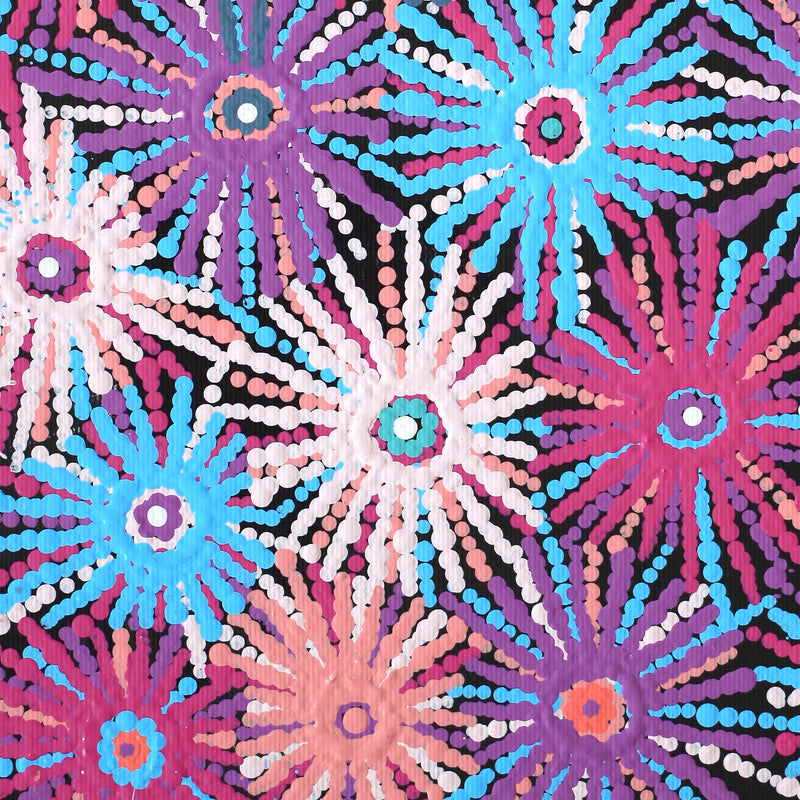 Aboriginal Artwork by Evelyn Nangala Robertson, Ngapa Jukurrpa - Pirlinyarnu, 30x30cm