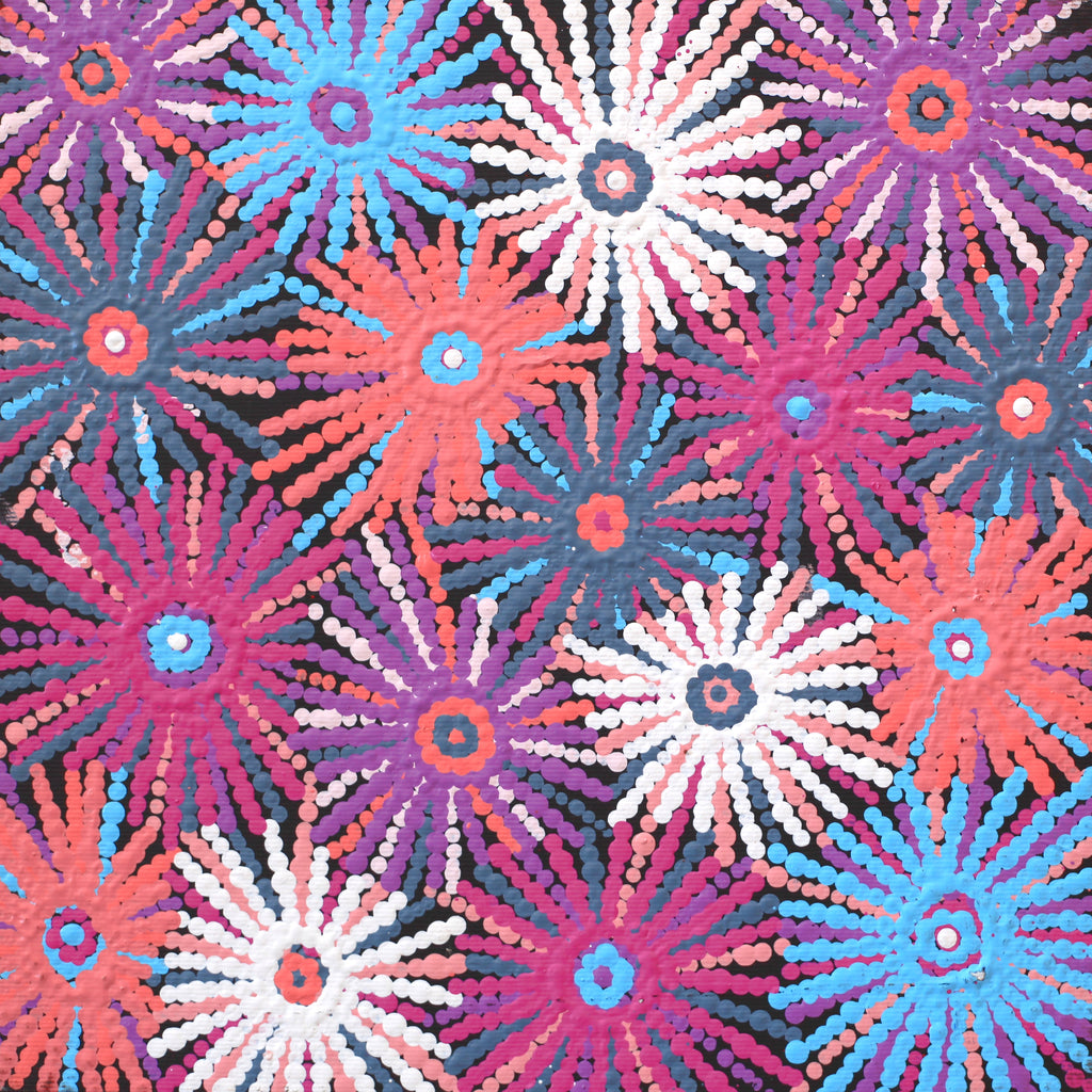 Aboriginal Artwork by Evelyn Nangala Robertson, Ngapa Jukurrpa - Pirlinyarnu, 30x30cm