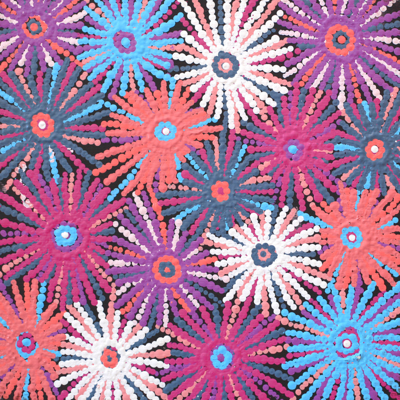 Aboriginal Artwork by Evelyn Nangala Robertson, Ngapa Jukurrpa - Pirlinyarnu, 30x30cm